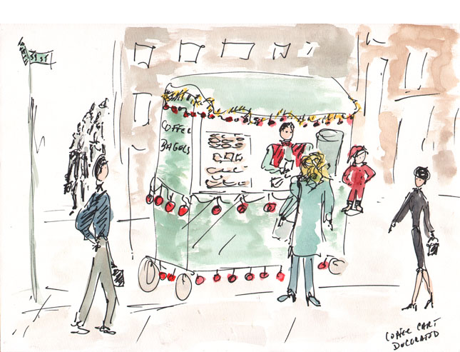 Coffee Cart in Midtown - Decorated for Christmas
