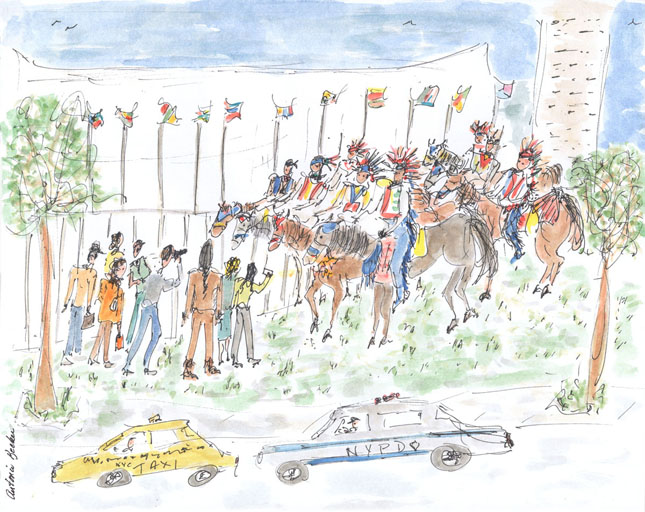 United Nations - Day of the World's Indigenous People - North American Indians Protest Pollution